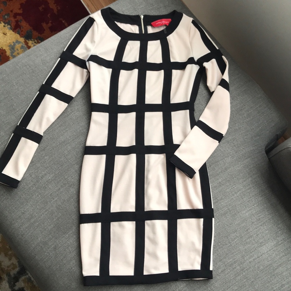 AKIRA Black and White Checkered Mini Dress